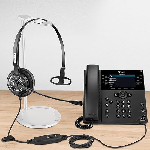 Miniatura 6 de Arama Auriculares de teléfono con micrófono con cancelación de ruido e interruptor de silencio RJ9 Auriculares de teléfono compatibles con Polycom