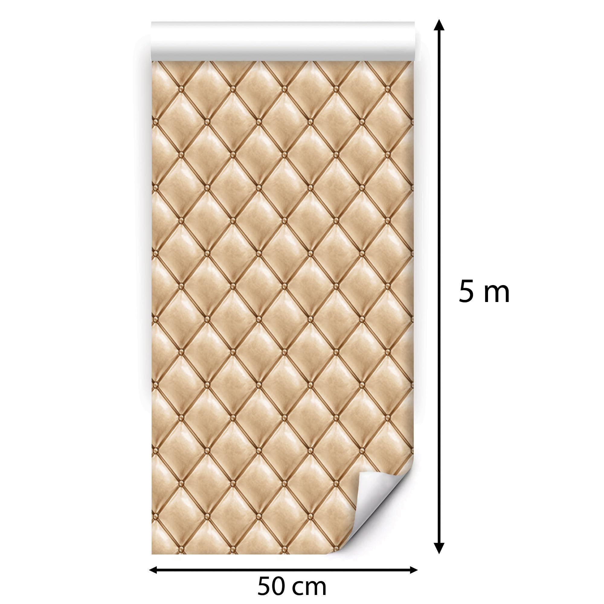Tapeta flizelinowa beżowa wygląd tapicerowany tapeta Chesterfield