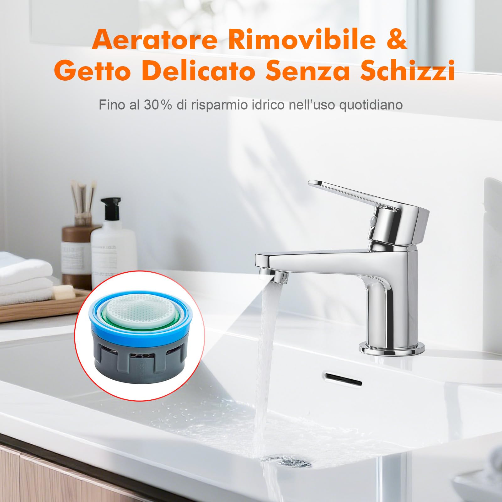 Ibergrif Rubinetto Monocomando per Lavabo da Bagno, Design Compatto e Moderno, Miscelatore a Risparmio Idrico in Ottone Cromato, Facile Installazione, Modello M11057