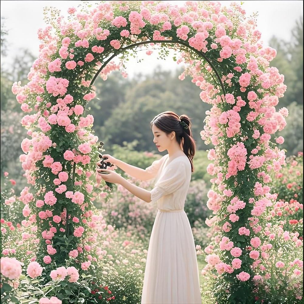 Arco da giardino in metallo, resistente alle intemperie, per rose, pergolato robusto, per piante rampicanti, pergolato per matrimoni, 0,8, 3,5 m, altezza regolabile, bianco (140 x 230 cm)