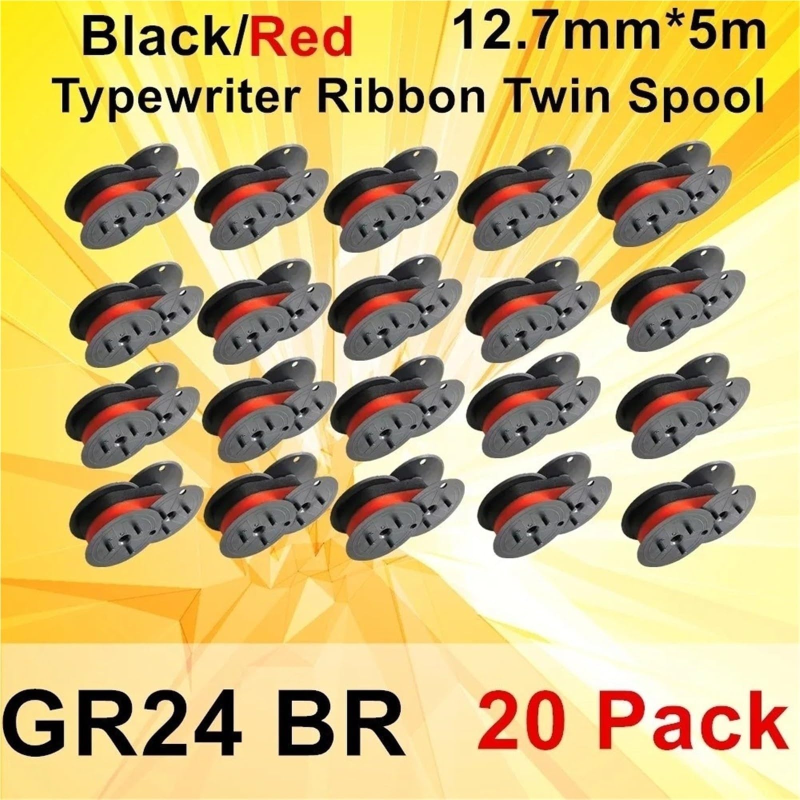 Bobina doppia for nastro for macchina da scrivere GR24 da 5-20 pezzi Bobina rossa e nera compatibile con i modelli Hero della macchina da scrivere(20PK GR24BR)
