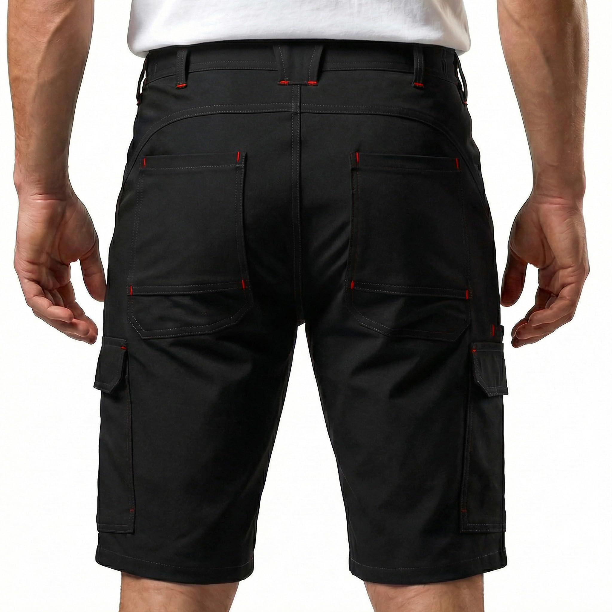 Stenso Vigor Kurze Arbeitshose Herren Stretch Funktionsshorts mit Cargo Taschen Arbeitshosen Männer Kurz Atmungsaktive Arbeitshose Kurz Herren mit Kontrastnähten