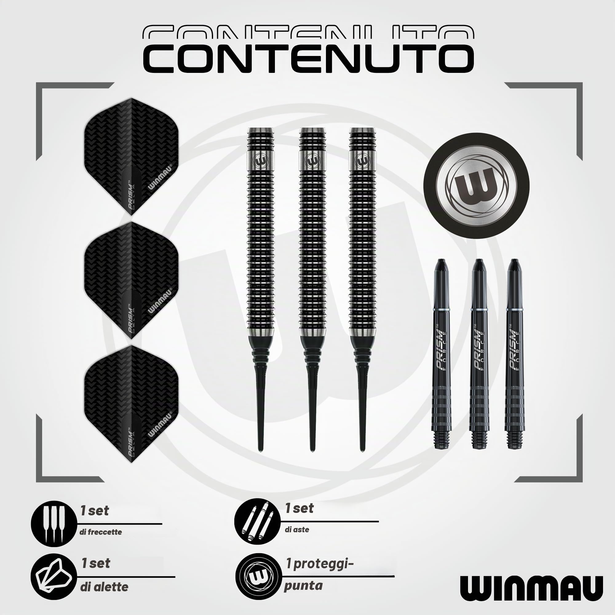 Winmau Blackout 90% Tungsteno Morbido Pizzo Freccette - Dritto scanalato Pistola