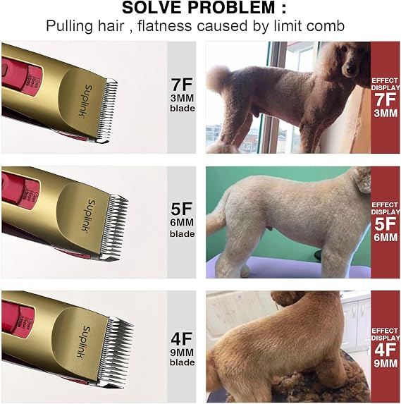 Dog Clippers for Grooming for Thick Heavy Coats, 4 Blade (1/3/6/9mm)