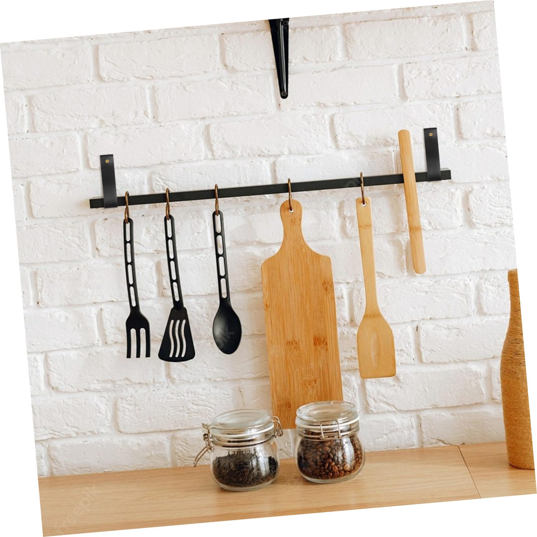 Correas de Barra de Cortina de PU, Ganchos para Toallas de baño, 4 Piezas, diseño montado en la Pared para baño Cocina Dormitorio