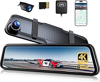 Pelsee Drive Recorder Mirror 4K 8 Million Pixels [2025 New Model, WIFI, Type-C Power] Front and Back Camera 12 Inch Super Large Screen Touch GPS WDR Super Clear Night Vision High Sensitivity Sensor