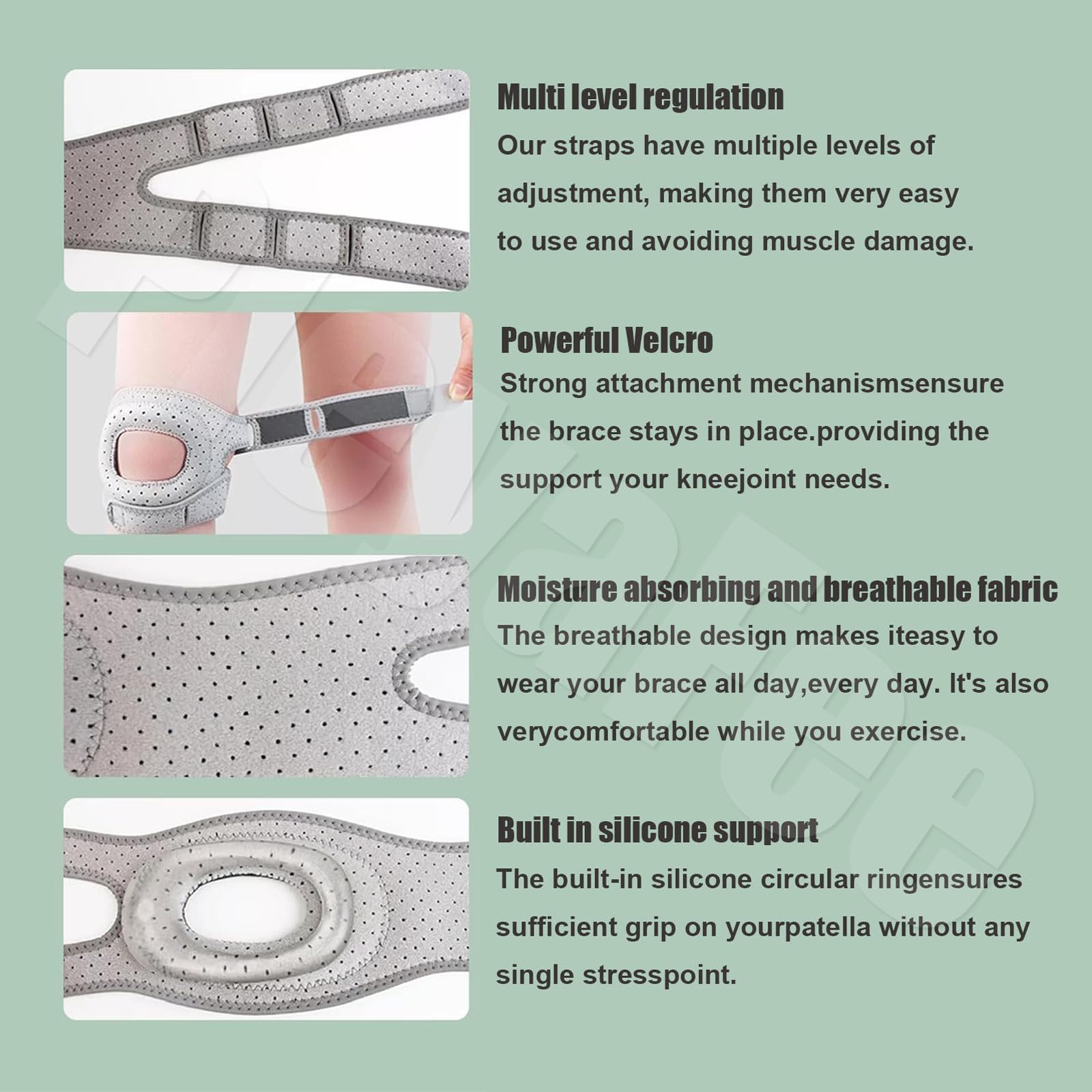 Wellnee Knee Brace Adjustable Support Sleeve Brace Pain Relief Knee Pads with Patella Gel Pads for Women Men Athletes Running Arthritis Jumper Squats Tennis Injury Recovery -2 Pack — view 4