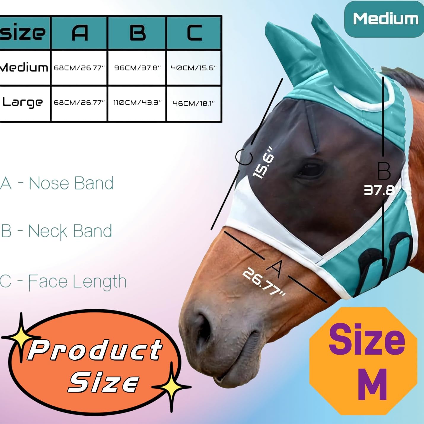 Maschera Anti-Mosche Per Cavalli Con Paraorecchie - Protezione UV, Elastica E Traspirante - Foto 4