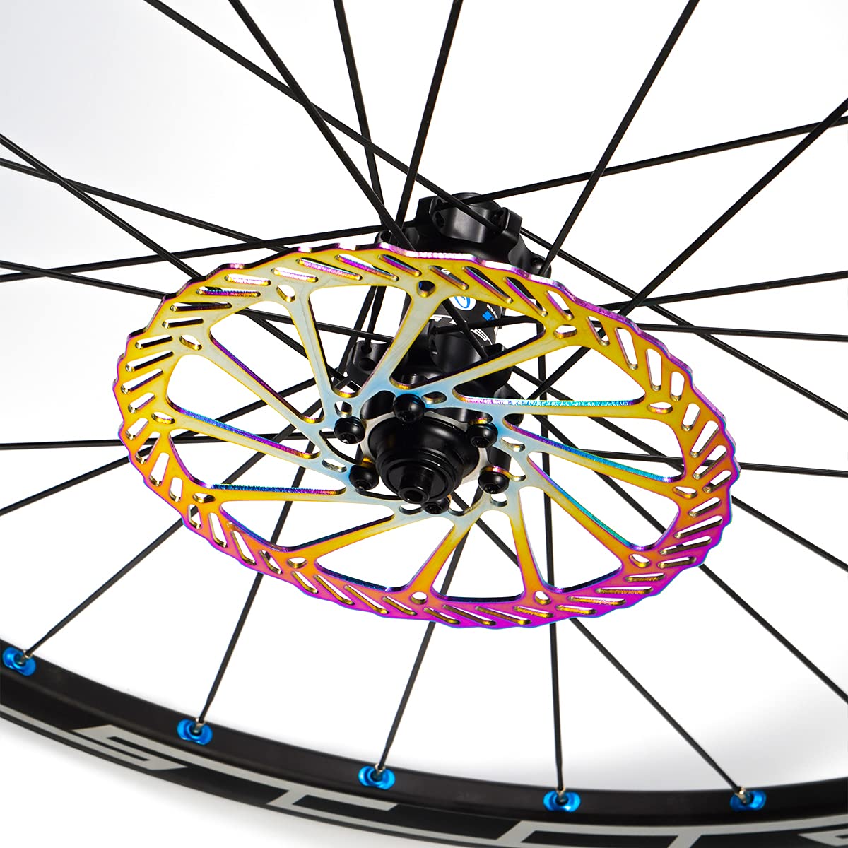 Disco freno per bicicletta, 160 mm, 180 mm, 203 mm, per mountain bike, mountain bike, Bmx, 2 dischi freno con 12 viti (blu/oro/arcobaleno).