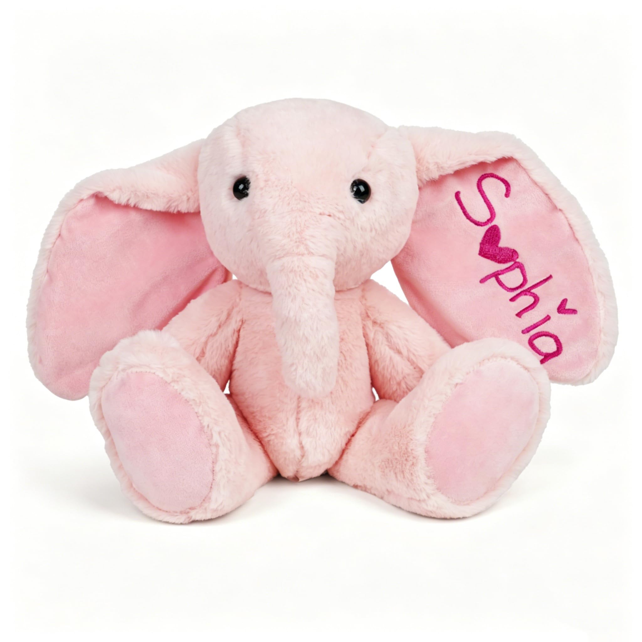 Personalised Stuffed Animals with Embroidered Name - Custom Plush Toy for Children - Soft Handmade Stitched Stuffed Animals - Personalised Baby Gift for Christmas, Easter or Birthday (Elephant 2)