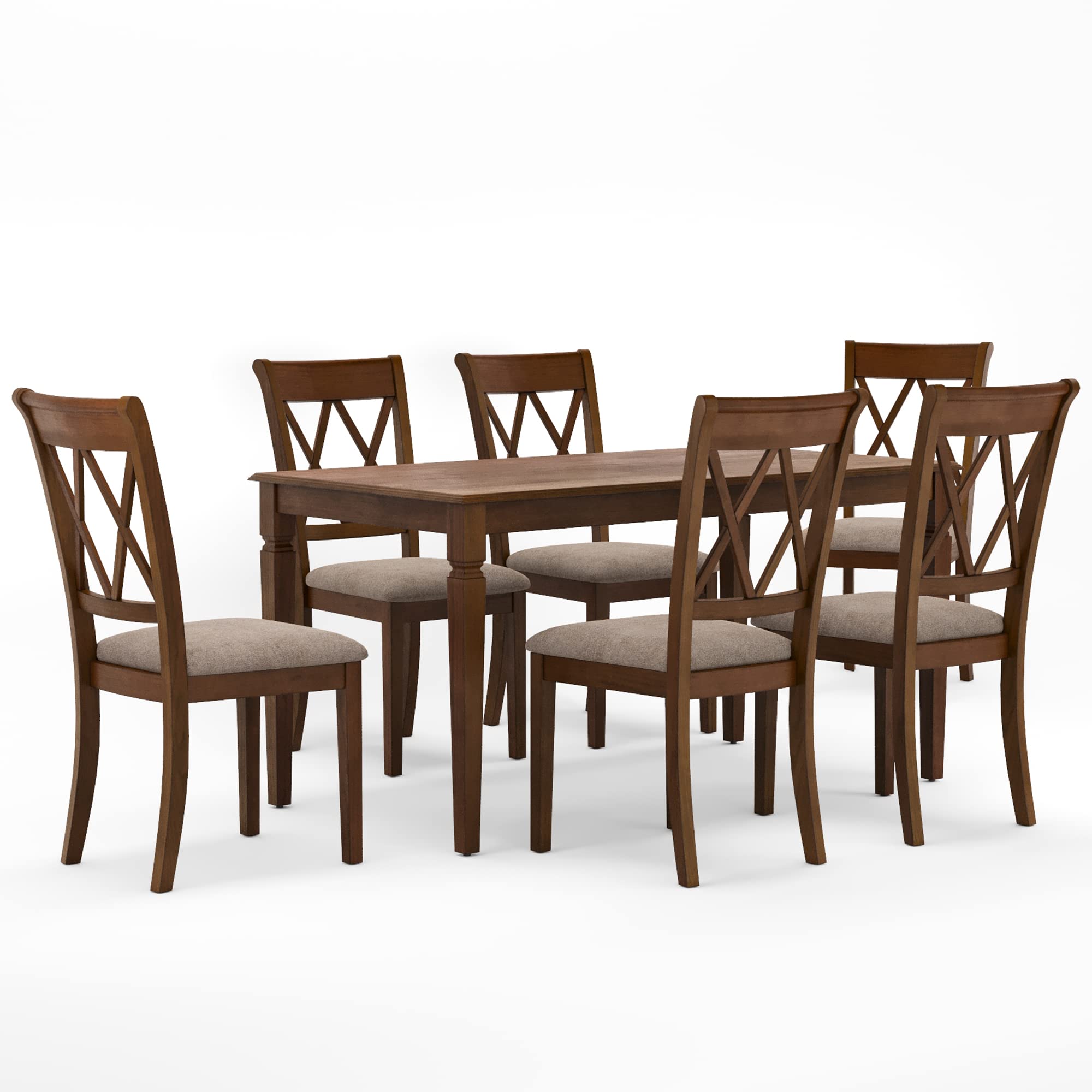 Buy LUE BONA 59’’ Solid Wood Dining Table Set for 6, 7 Pieces Kitchen