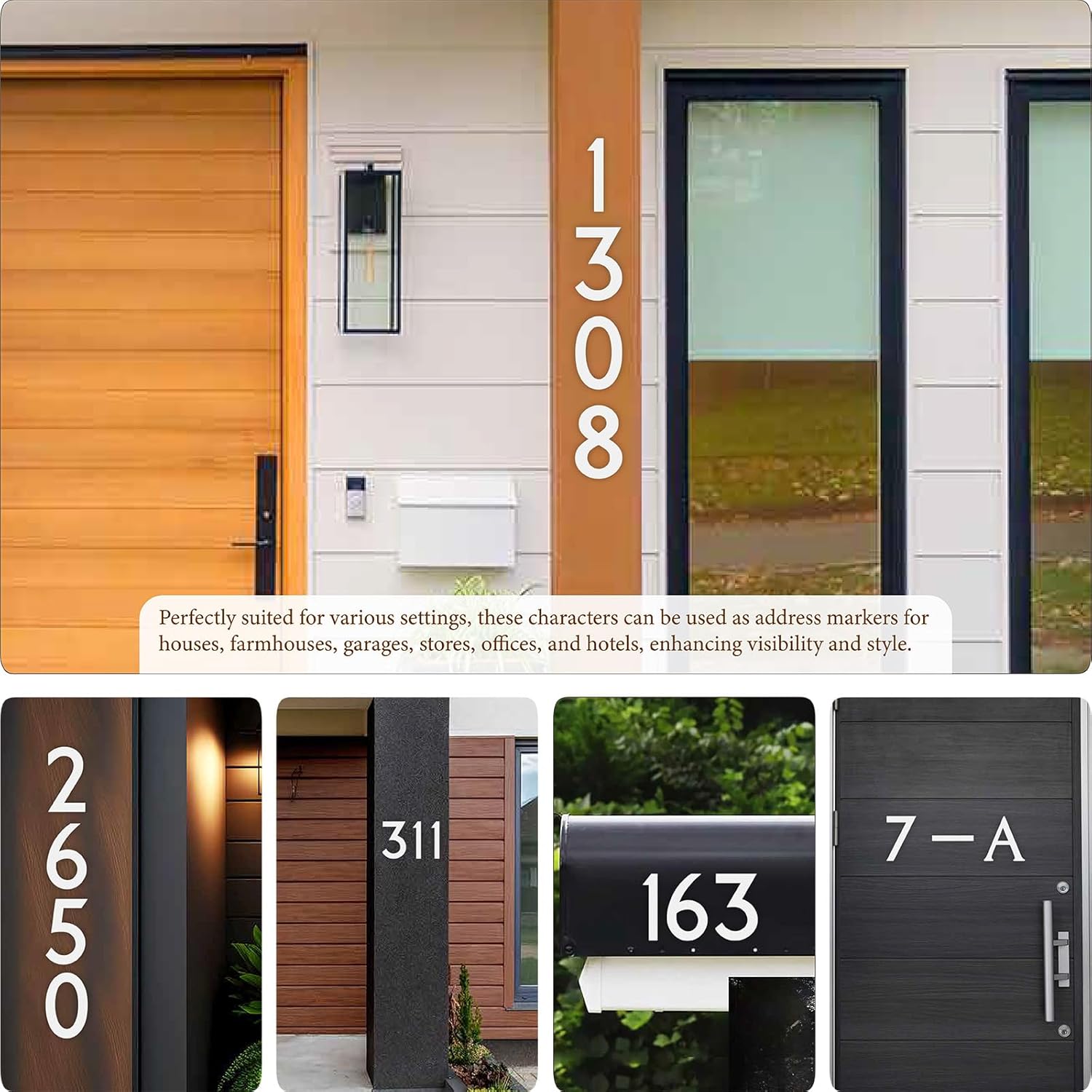 16 Inch White Metal House Number, Modern Outdoors Address House Number, Door Mailbox Decoration Sign, Metal Home Address Numbers and Letters, Large Visible Scene Signs (O)