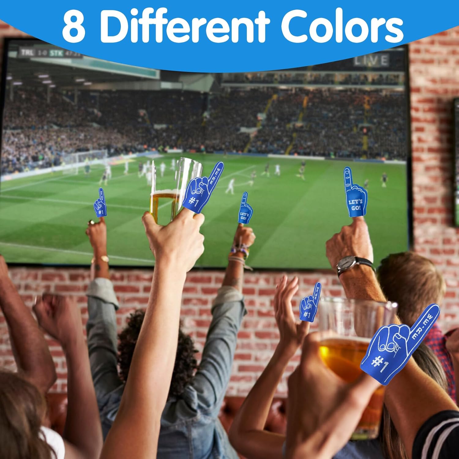 24 Pcs Mini Foam Fingers for Sports-Themed Birthday, We're #1 Fan Foam Finger, Mini Foam Hand Fingers Cheerleader Gifts for Sports Events Party Supplies(Dark Blue)