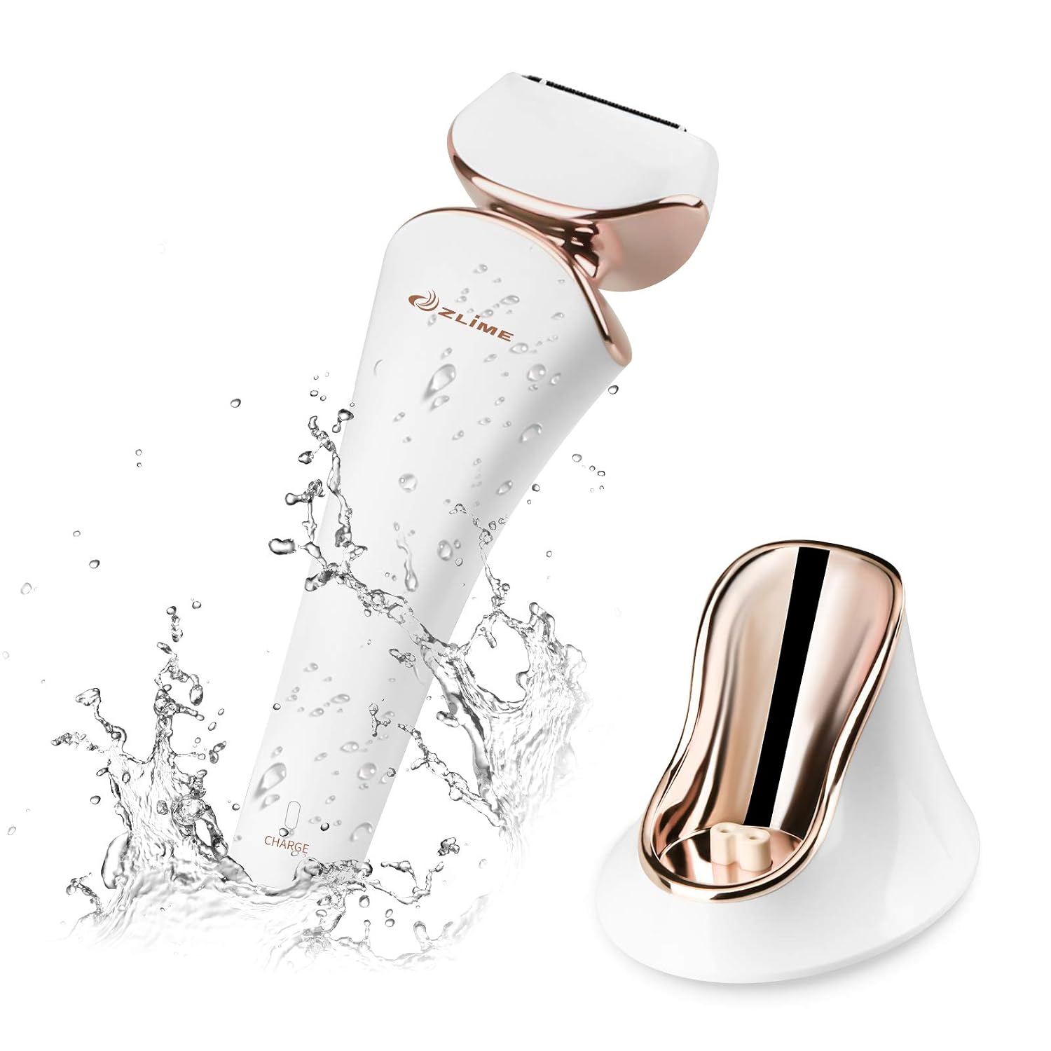 Zlime Electric Shaver for Women, IPX7 Waterproof Razor Shaver, Hair Removal for Underarms, Legs, Arms, Ladies Bikini Trimmer with Wet & Dry Use, USB Charging (Gold)