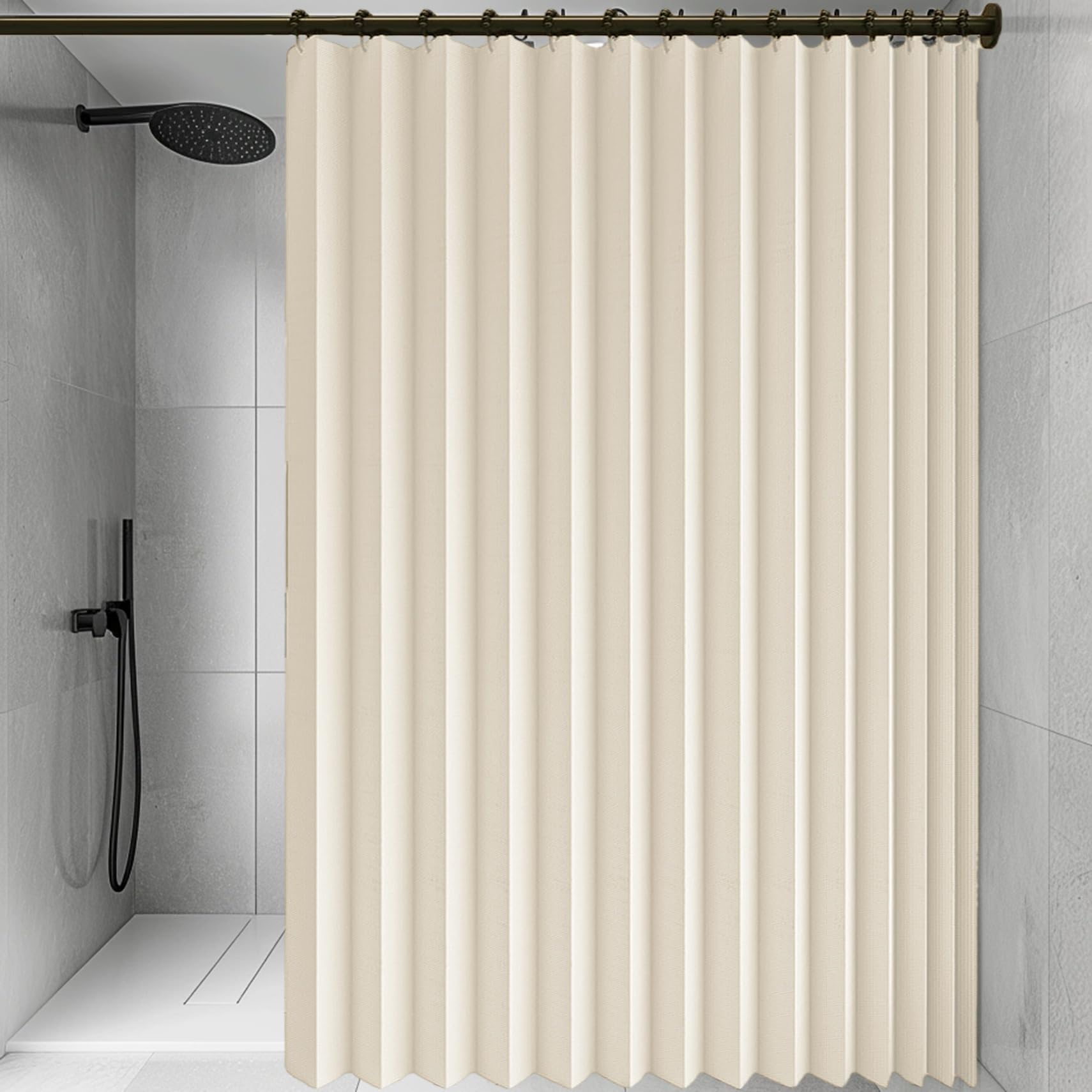 Rideau occultant porte 150x150 séparateur pièce pliable beige