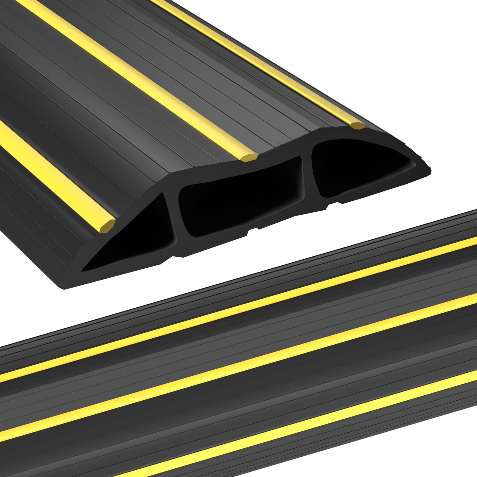 AGPTEK Heavy Duty Floor Cable Cover Cable Protector, 10 Ft Floor Cord Protector 3 Channels Floor Cord Cover (Mid Channel 0.93") Contains Cords, Cables