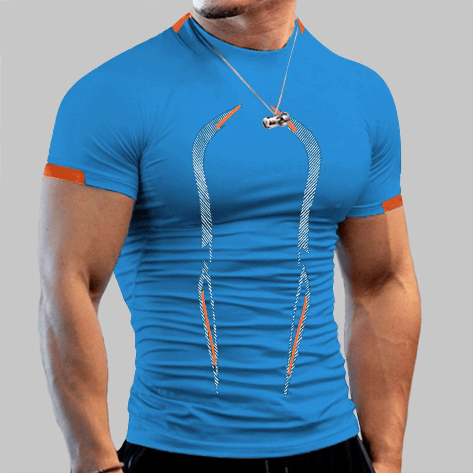 Męskie lato wysoka elastyczność oddychające sportowe krótkie rękawy nadruk Quick Fitness Top tanie zegarki męskie