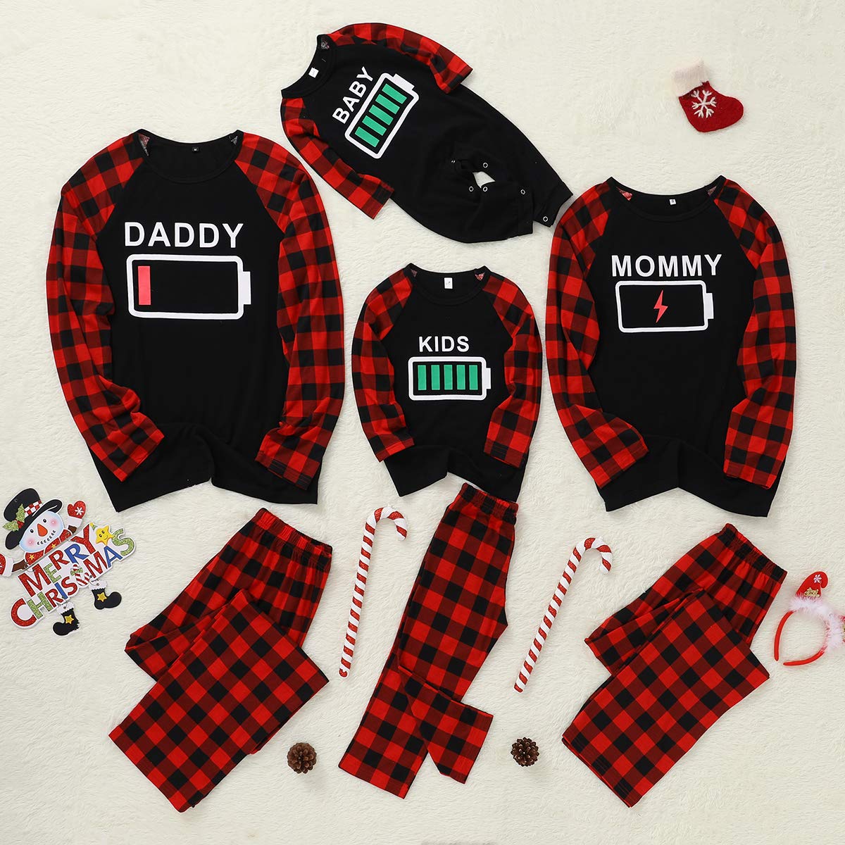 Amissz Pigiama Natale Famiglia Coordinati, Tutta la Famiglia Manica Lunga Pigiama Due Pezzi Invernale per Donna Uomo Bambini