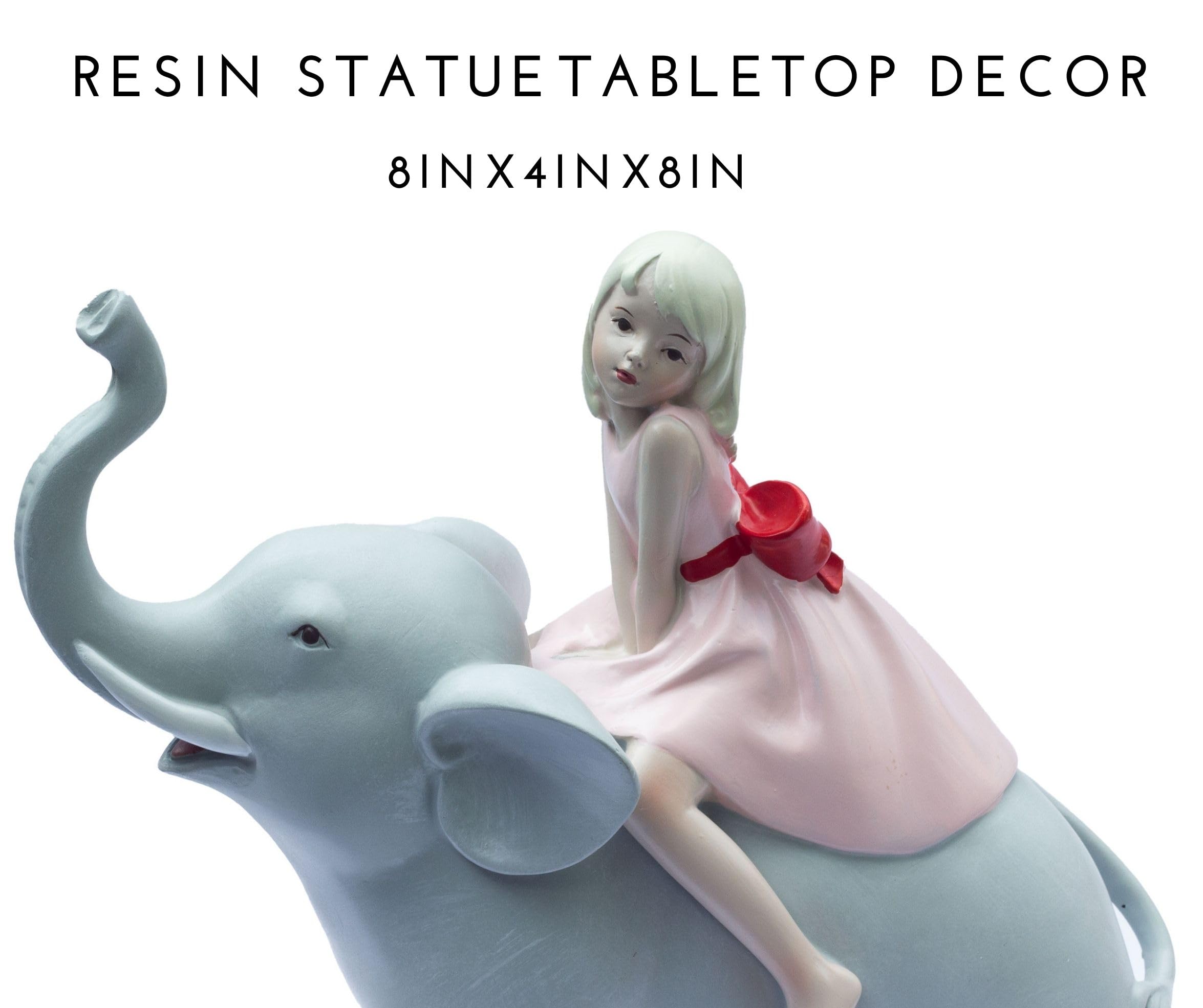 Adorable 8" Elephant & Girl Statue - Resin Tabletop Home Decor for Living Room, Showroom - Gift for Anniversary, Mother's Day, Wedding, Birthday, Housewarming, Diwali — photo — 5 of 8