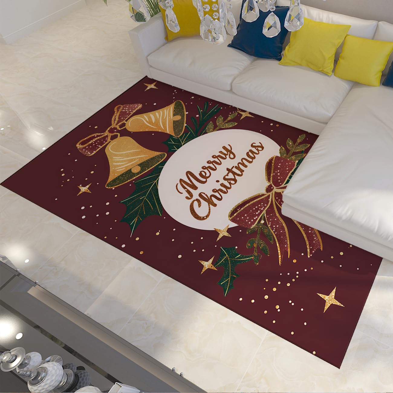 Tapis rouge fonce 140x200 fin et lavable pour grands passages