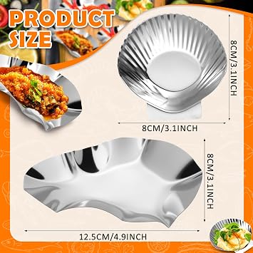Honeydak 24 Pcs Stainless Steel Oyster Shells and Grillable Scallop Shells Reusable Large Grilling Pan Baking Dish for Cooking Oysters, Shrimp, Seafood, Scallops, Clams, Silver