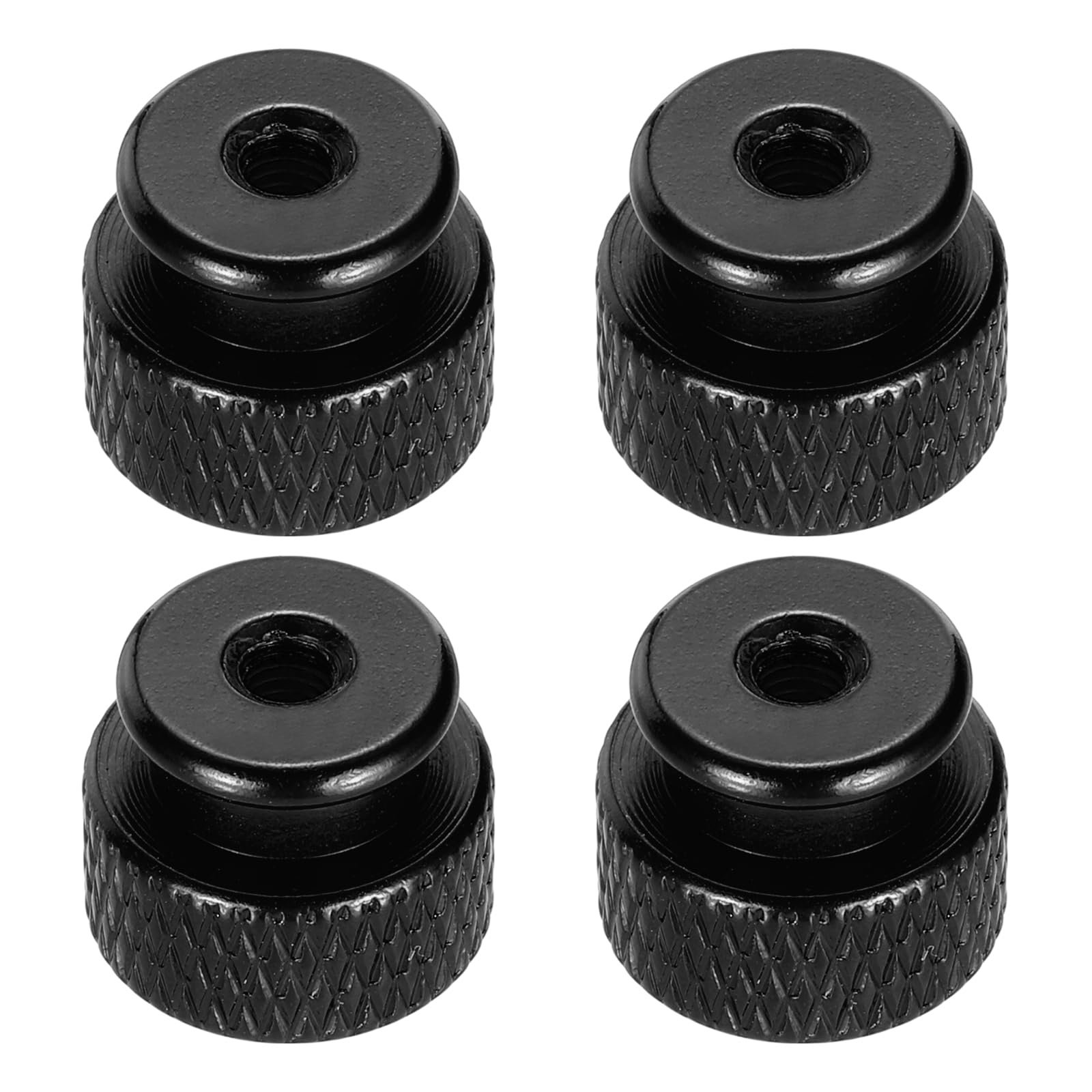 sourcing map 4pcs Knurled Thumb Nut, M3 12mm OD 10mm Height 6061 Anodized Aluminium Alloy Hand Screw Nut, Metal Chassis Screw for Machinery, DIY Assembly, Electronics, Bright Black