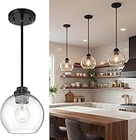 Vista 23 de Luces Colgantes para Isla de Cocina, Lámpara Colgante Moderna Dorada con Pantalla de Globo de Vidrio Transparente, Accesorios de Iluminación