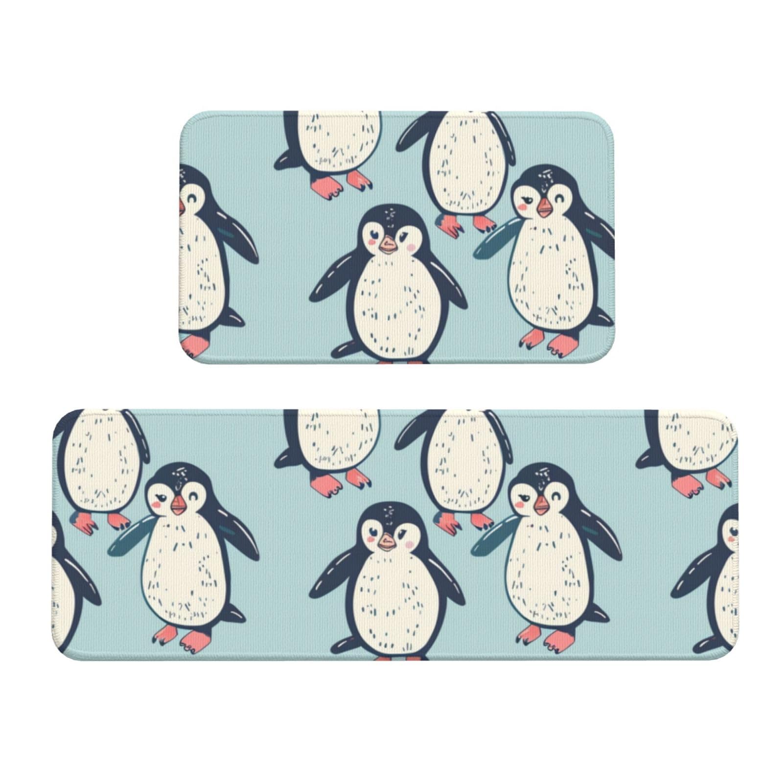 Tapetes lavables y acolchados de pingüino con base protectora antideslizante 1