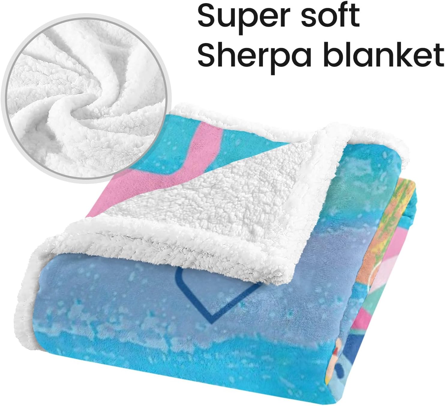 Pink Blue Sea Shark Personalized Sherpa Baby Blankets for Boys Girls,Soft Newborn Naps Custom Name Blanket for Shower Gift 50x60 in, Option10