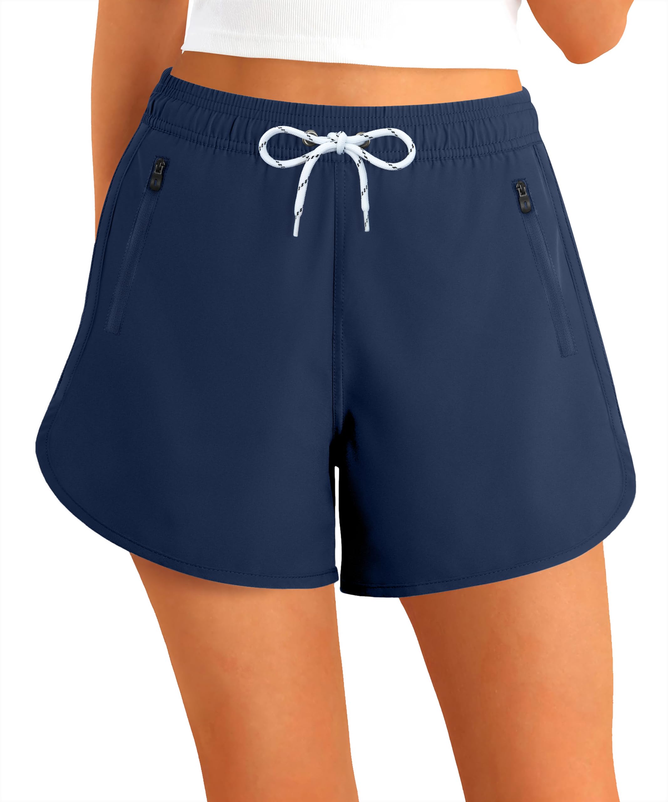 APTRO Damen Badeshorts Strandshorts Boardshorts Badehose Wassersport UV Schutz Sommer Sport Shorts Einfarbig Dunkelblau WS033 XXL