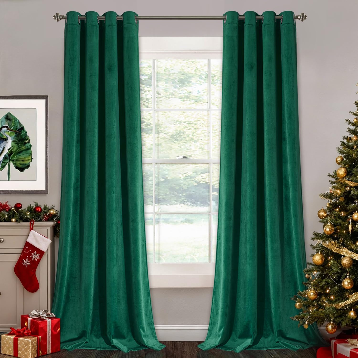 StangH Emerald Green Velvet Curtains 84 inches - Blackout Thermal Inuslated Bedroom Curtain Panels Holiday Home Decor Window Treatment for Living Room
