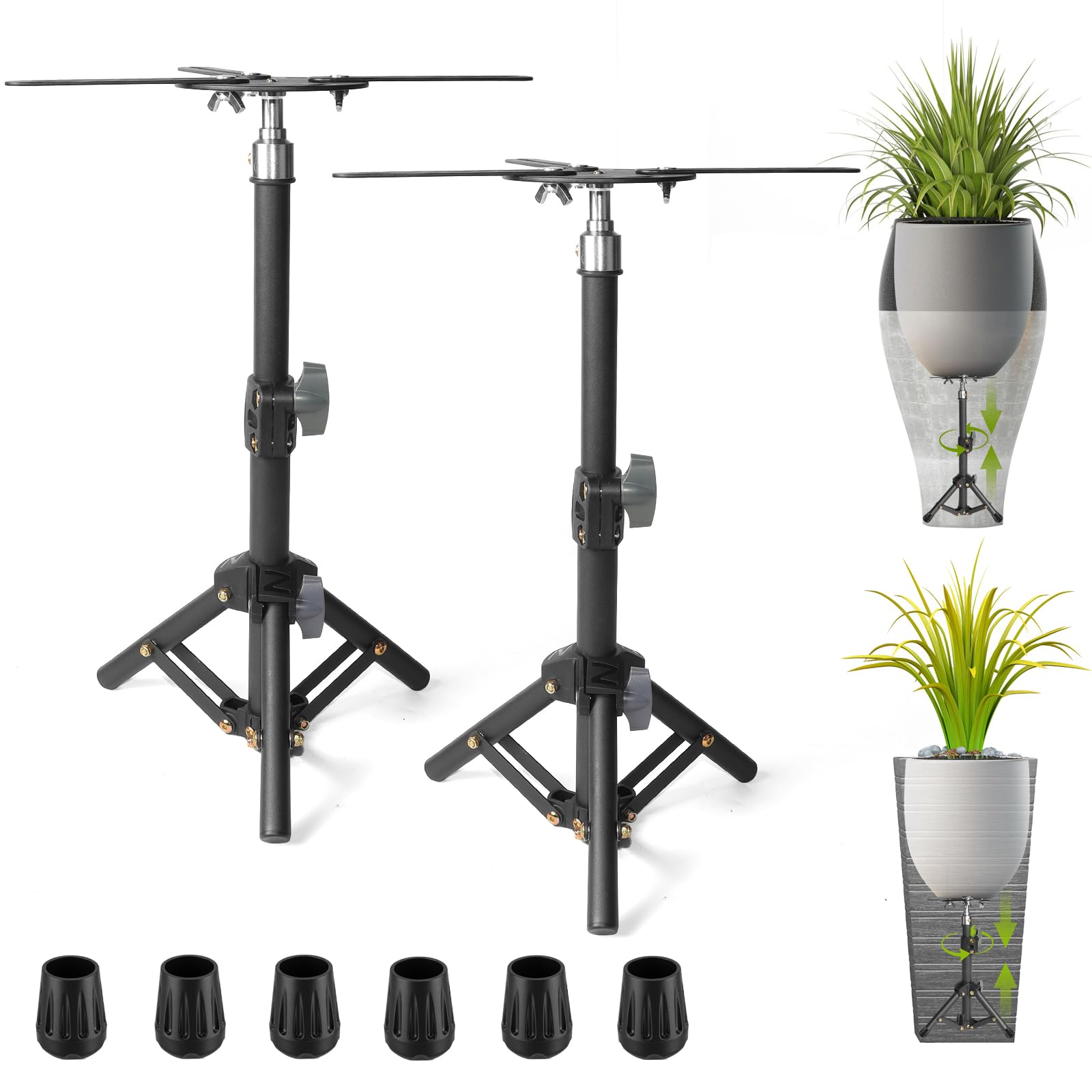 Photo 1 of AZEAM 2 Pcs Adjustable Plant Risers for Inside Pots, 10-15" Rise Upgraded Planter Inserts, Metal Plant Lifters Fillers for Tall Square Round Taper Flower Pots Indoor Outdoor (4-12" Top& 6-9" Base)