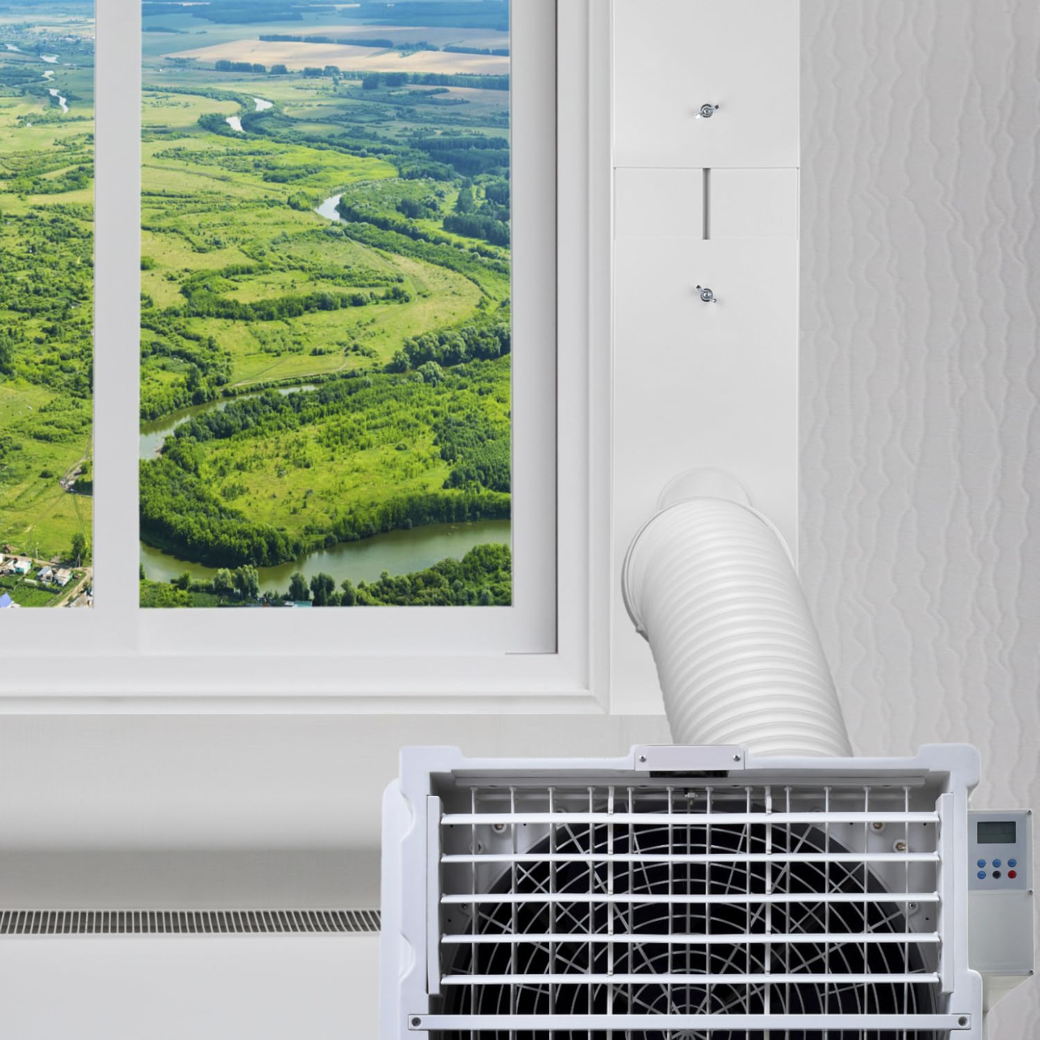 QWORK® 3 Pièces Plaque Fenêtre Climatiseur, Étanchéité de Fenêtre de Climatiseur Mobile, Plaque Coulissante de Fenêtre Réglable Kit