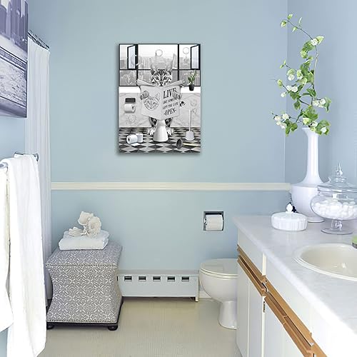 Miniatura 4 de PIMULSAA Póster de periódico divertido de lectura de gato sentado en el inodoro, arte de pared para inodoro y baño (enmarcado, 12 x 16 pulgadas)