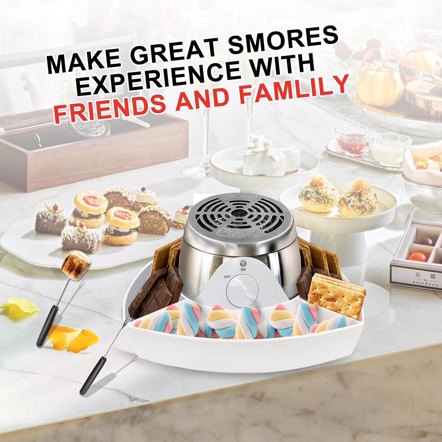 Smores Maker Tabletop Indoor Kit, Indoor Smore Maker Smores Kit Flameless Electric S'mores Maker, Tabletop Smores Maker,Movie Night Supplies Housewarming Christmas Gifts, 120V