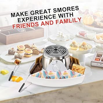 Smores Maker Tabletop Indoor Kit, Indoor Smore Maker Smores Kit Flameless Electric S'mores Maker, Tabletop Smores Maker,Movie Night Supplies Housewarming Christmas Gifts, 120V