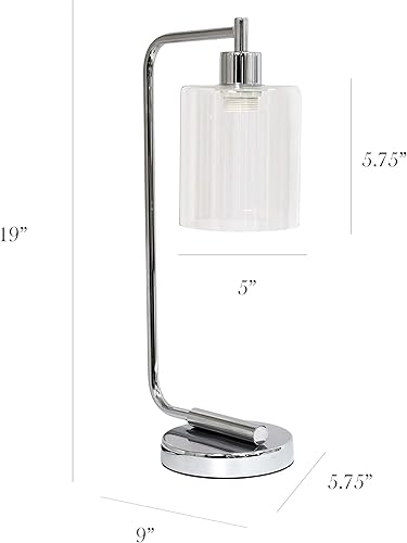 Miniatura 5 de Simple Designs LD1036-CHR Bronson Lámpara de Mesa de Linterna de Hierro Industrial Estilo Antiguo para Escritorio y Mesita de Noche con Pantalla de