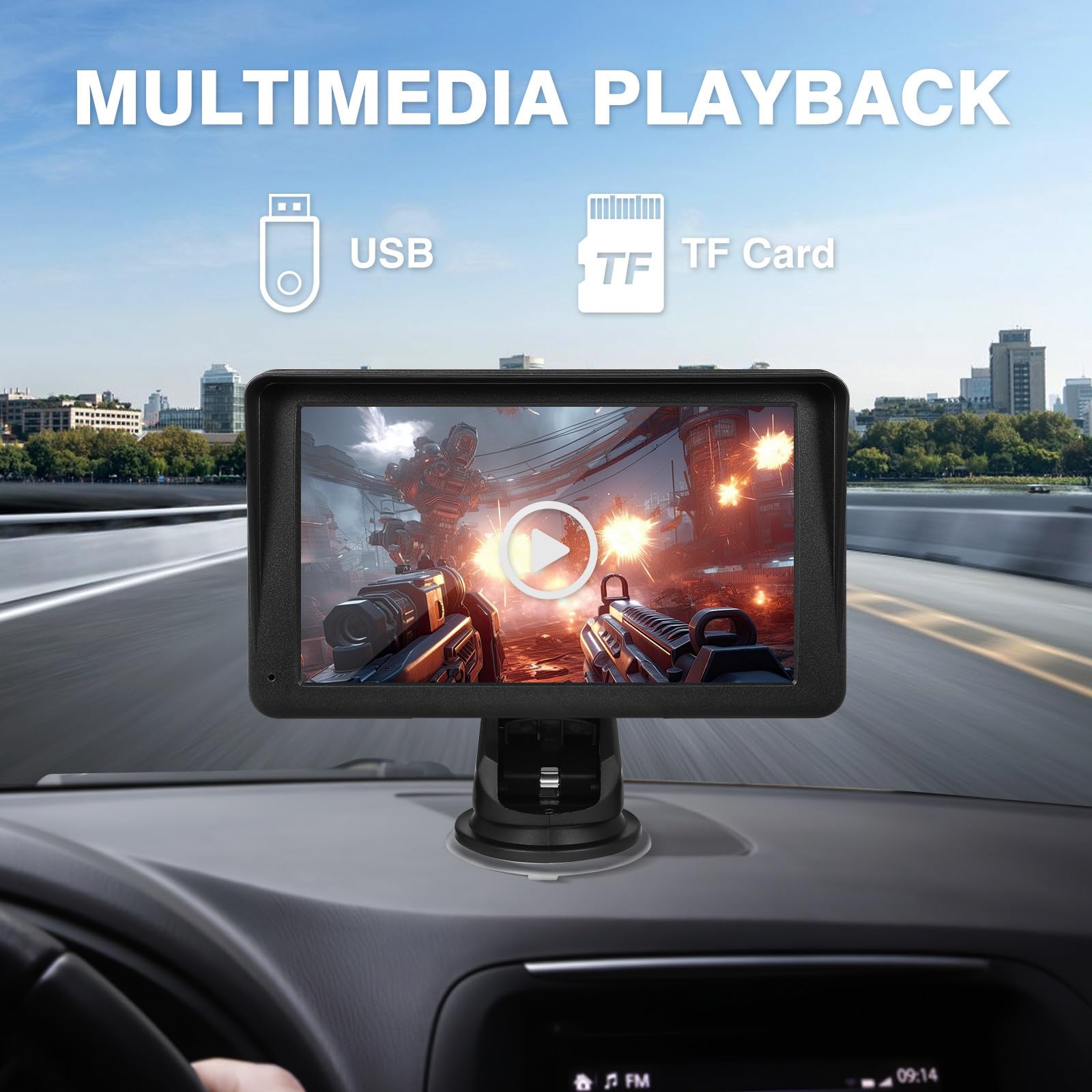 VALICLUD Autoradio sans Fil pour Voiture Fonction Assistance au Recul, Écran Tactile 7 Pouces, Résolution 1024x600, Compatible Parking, Matériau Abs Noir