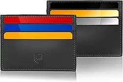 Porta Cartão de Couro Legítimo Anti-furto Anti-aproximação com Proteção RFID, Compatível com CNH, Ultra Safe Preto