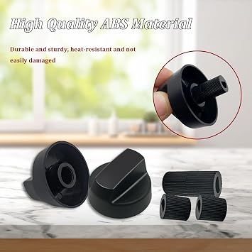 4 Pack Universal Stove Switch Knob Replacements with 12 Adapters | Black, 12 Adapters, Replacement Control Knobs, Compatible for Oven Stove Range, Versatile and Wide Application