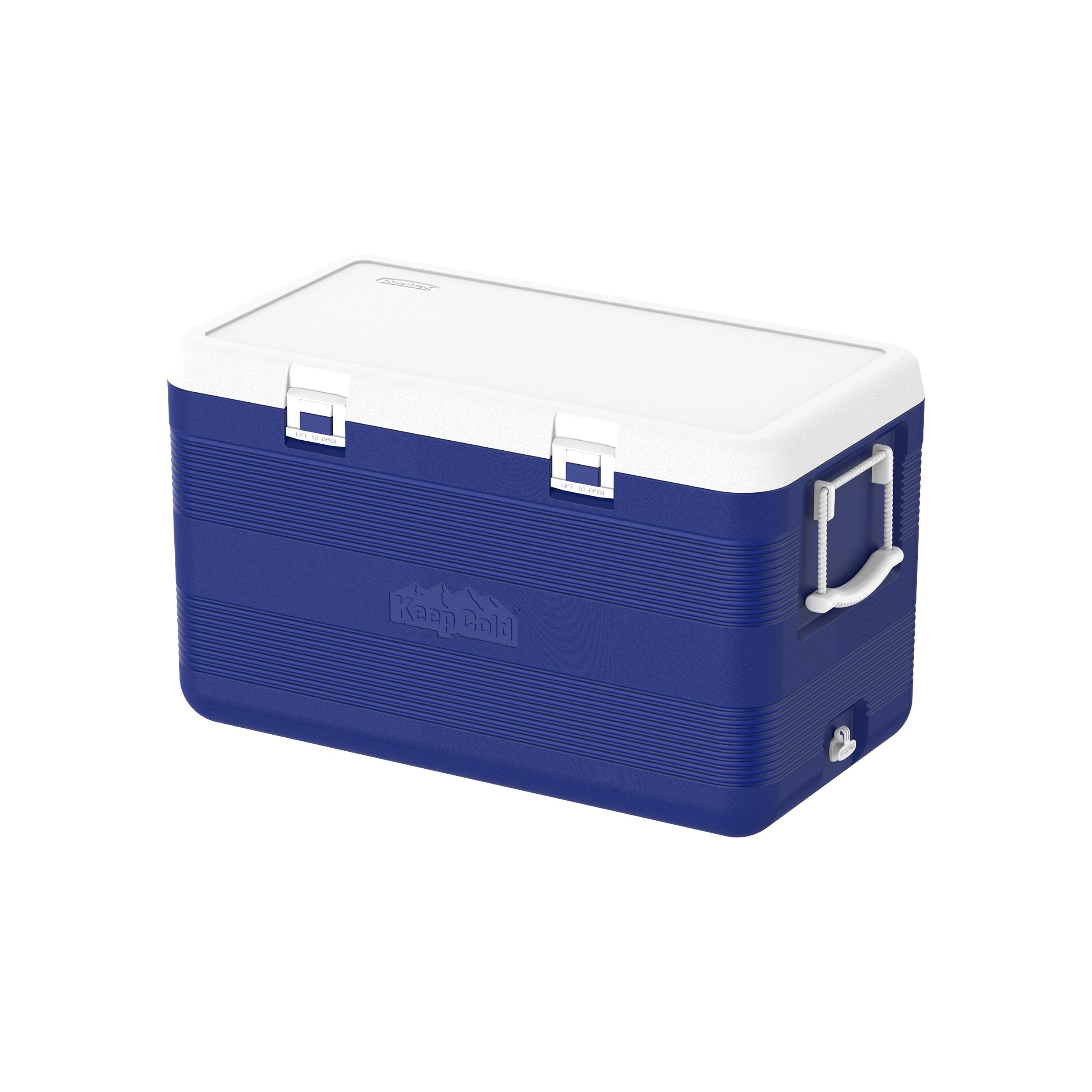 Duramax Deluxe Hochleistungs-Kühlbox 100L mit PU-Isolierung, Kühlbox mit ergonomischen Griffen, Blau