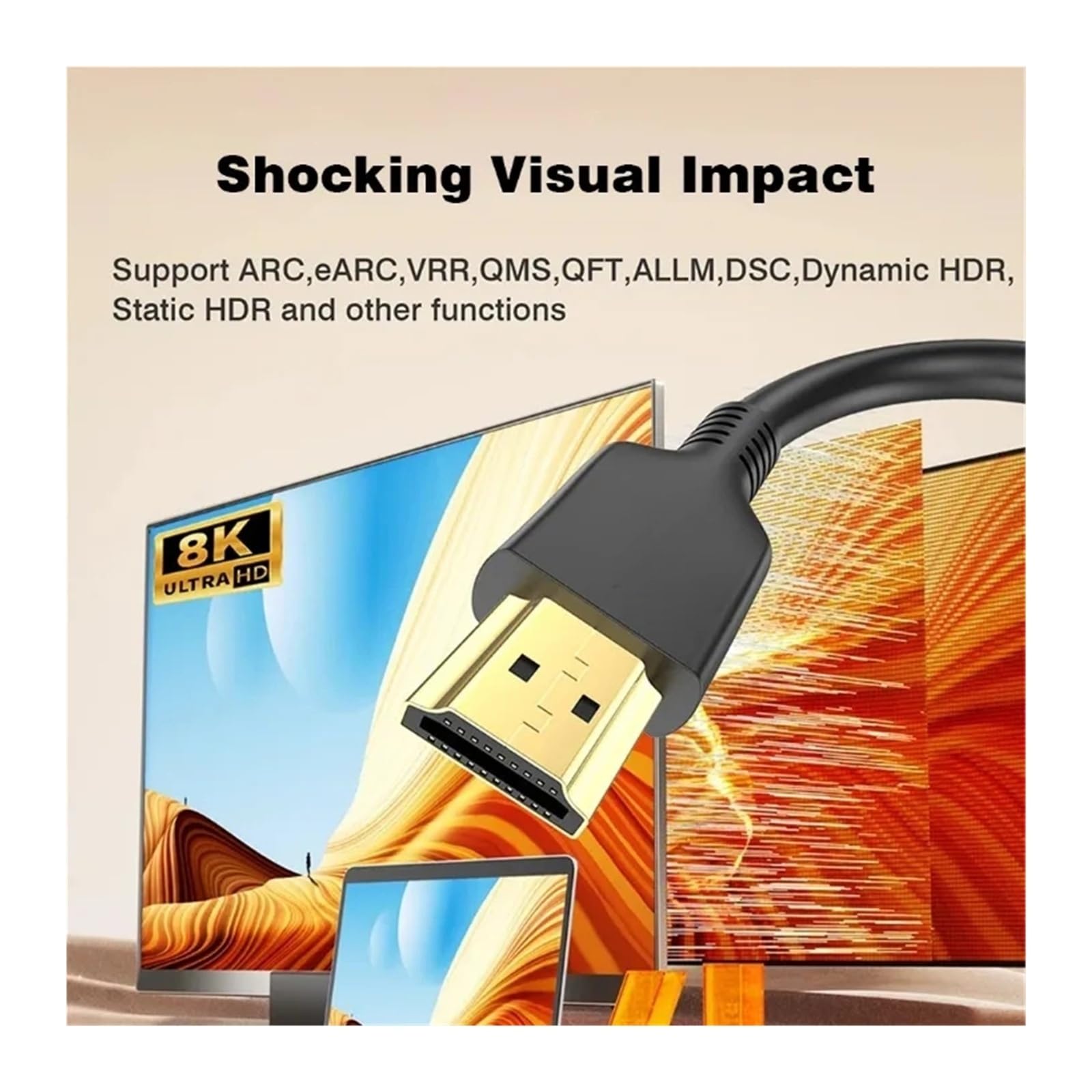 Cavo HDMI 2.1 8K@60Hz (4K@120Hz/240Hz, 48Gbps, 1M/2M/3M/5M) - Compatibile Con UGOURD, Funziona Con TV/XBOX(5m)