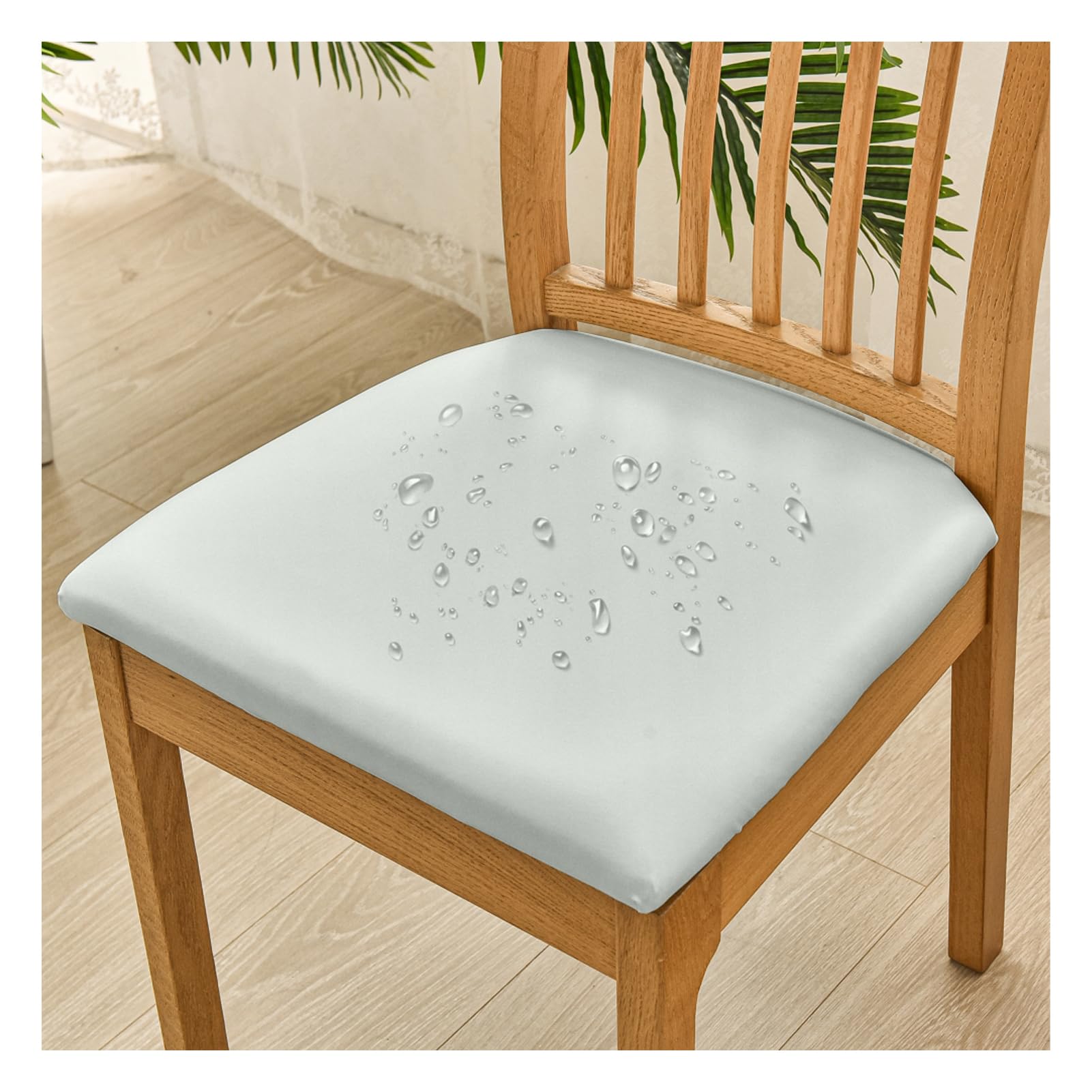 Lot de 4/6/8 housses de chaise en similicuir PU, imperméables, douces, amovibles et lavables pour chaises de salle à manger et de bureau (gris clair)