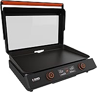 Blackstone 22" Electric Griddle 1600W Ceramic Titanium Nonstick Tabletop - Indoor/Outdoor w/ Dual Zones, LCD Display & Glass Hood (Model 8001)