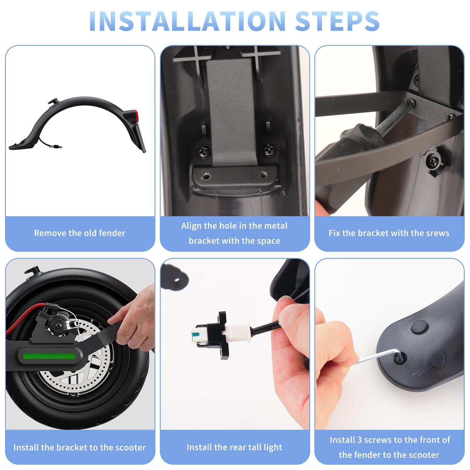 E Scooter Guardabarros Trasero, Scooter Eléctrico Guardabarros Trasero Scooter Eléctrico Compatible para Xiaomi E Roller Mi M365 1S Pro Pro 2 — view 3