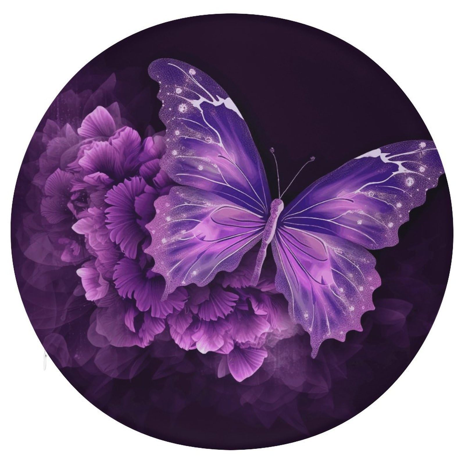 Wsoihfec Style Beautiful Purple Butterfly Floral Seat Cushion Round Chair Pad