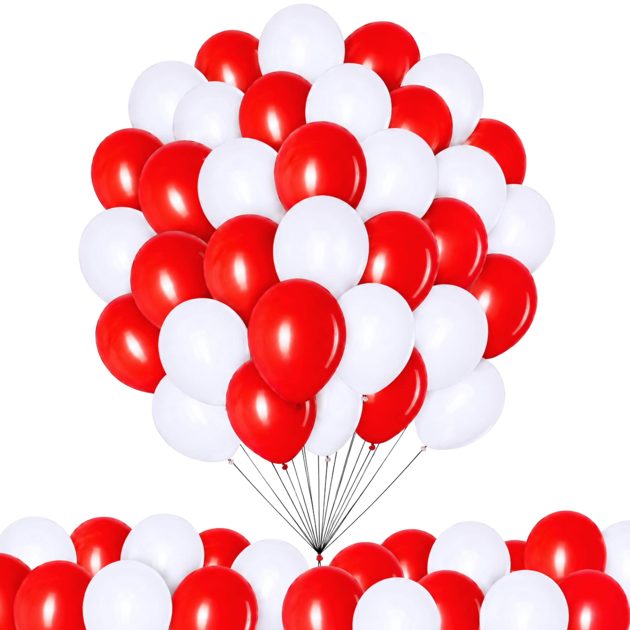 100Pcs Red and White England Theme Balloons 12 Inch for FIFA 2026 World Cup – Latex Football Party Decorations for Sports Events, Fan Celebrations and Street Parties