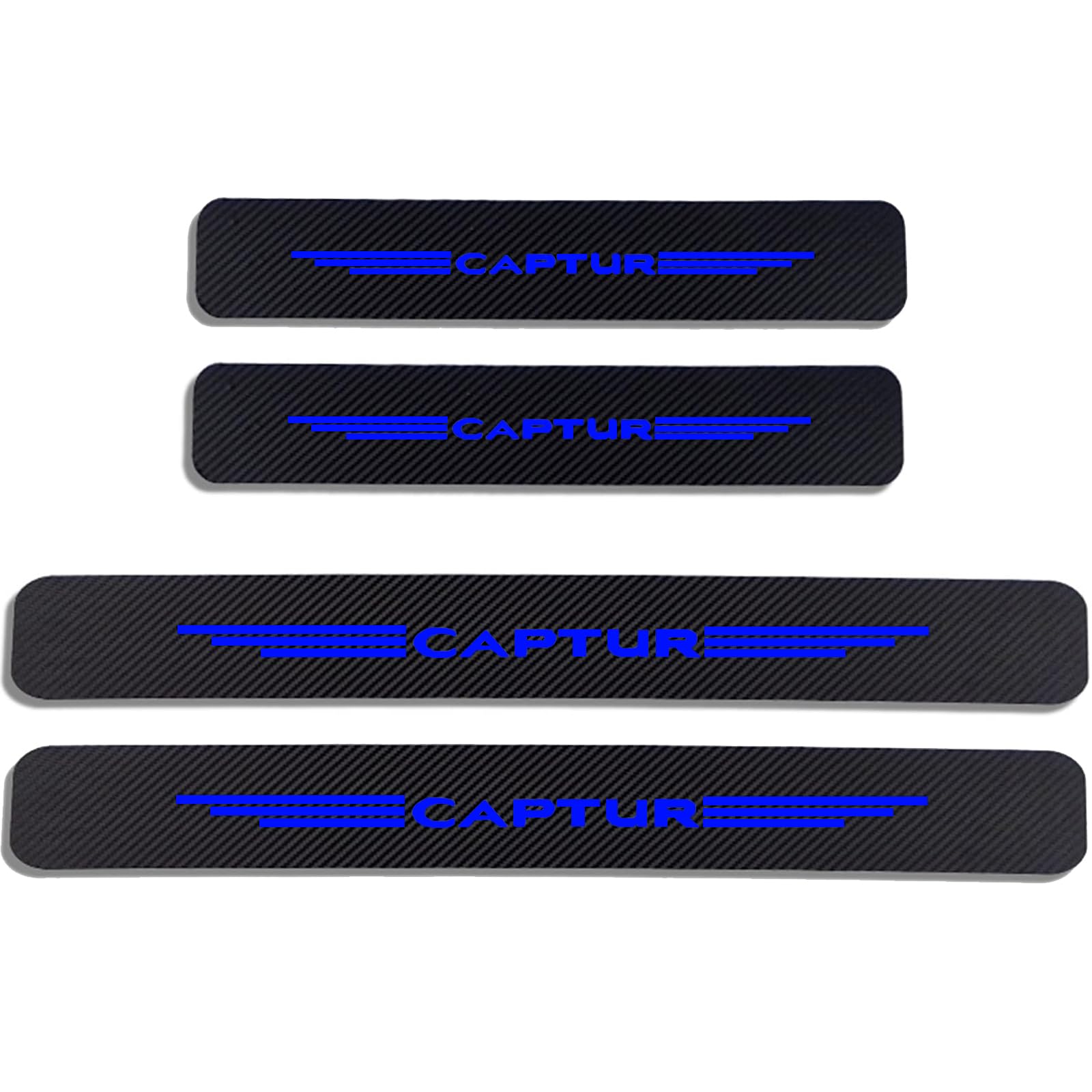 Jymlov Blue 4Pcs Car Door Sill Protector Strips Carbon Fiber Threshold Protective Film Kick Plate Cover Sticker For Ren-Ault Captur Car Accessories,