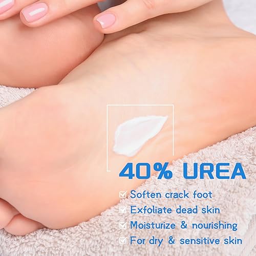 Miniatura 2 de Crema de urea 40 por ciento para pies de máxima fuerza + 2% ácido salicílico, exfoliante de la piel muerta y suaviza el pie agrietado para piel