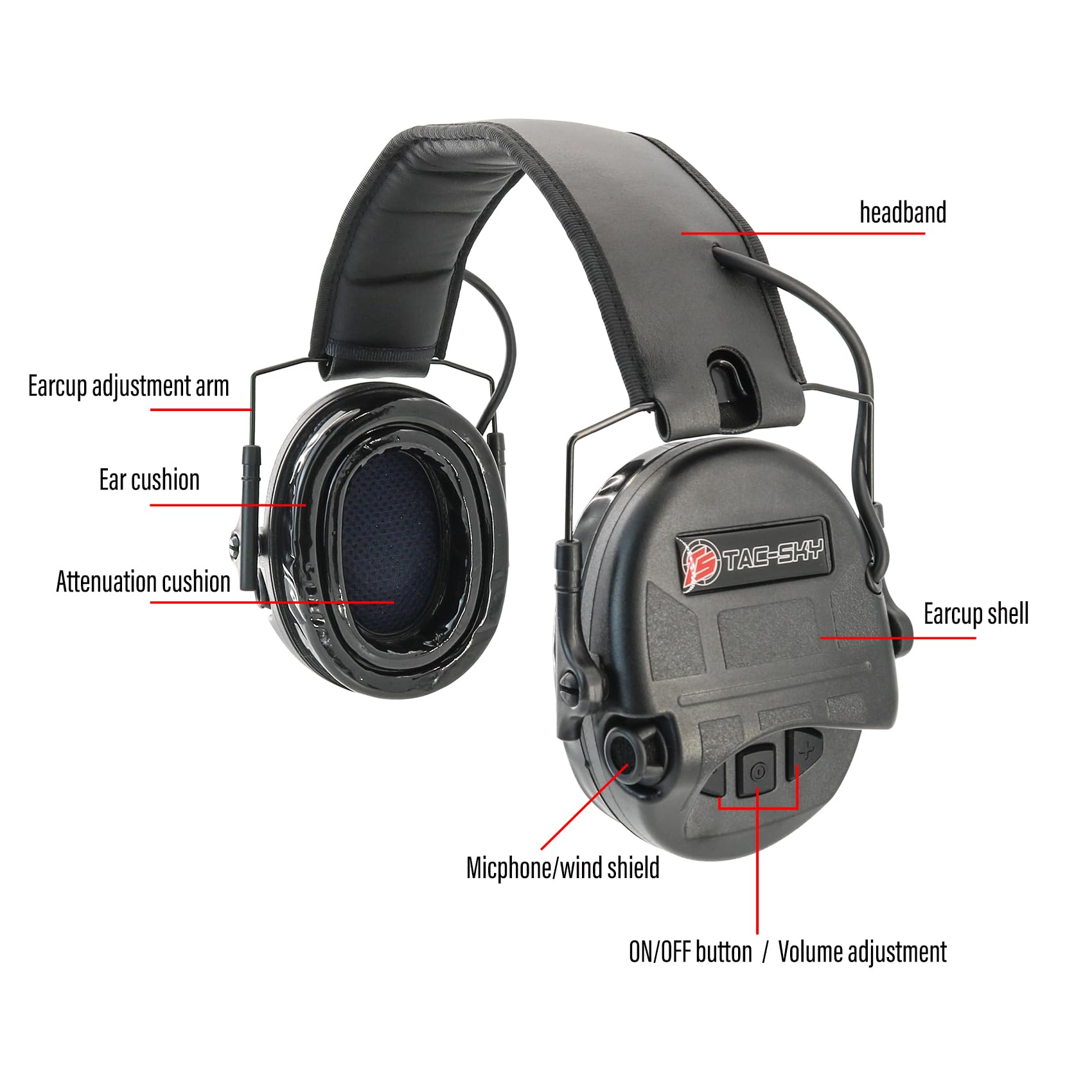 Auriculares tácticos con reducción de ruido, protección auditiva, almohadillas de silicona para captación de sonido NRR 23dB para disparar pistola de rango